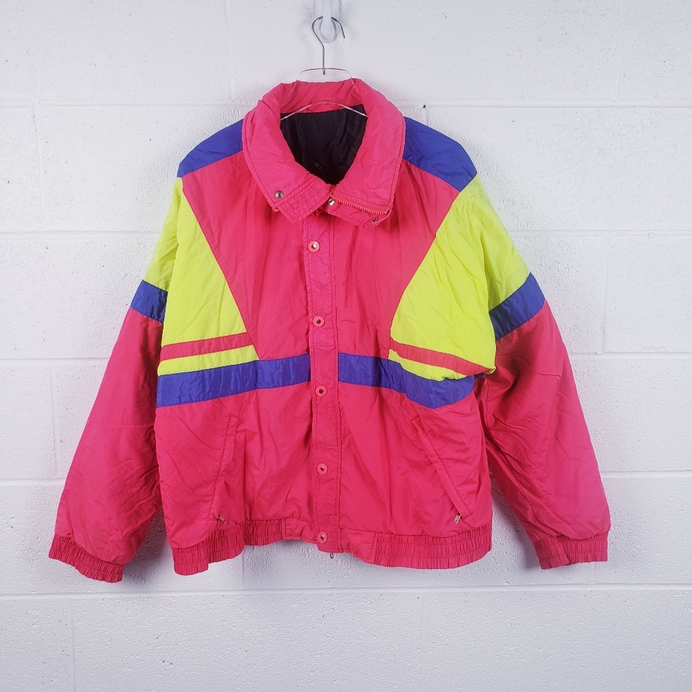 Vintage 80s CB Sports Hot Pink Winter Ski Jacket‎ Multicolor Women's Large